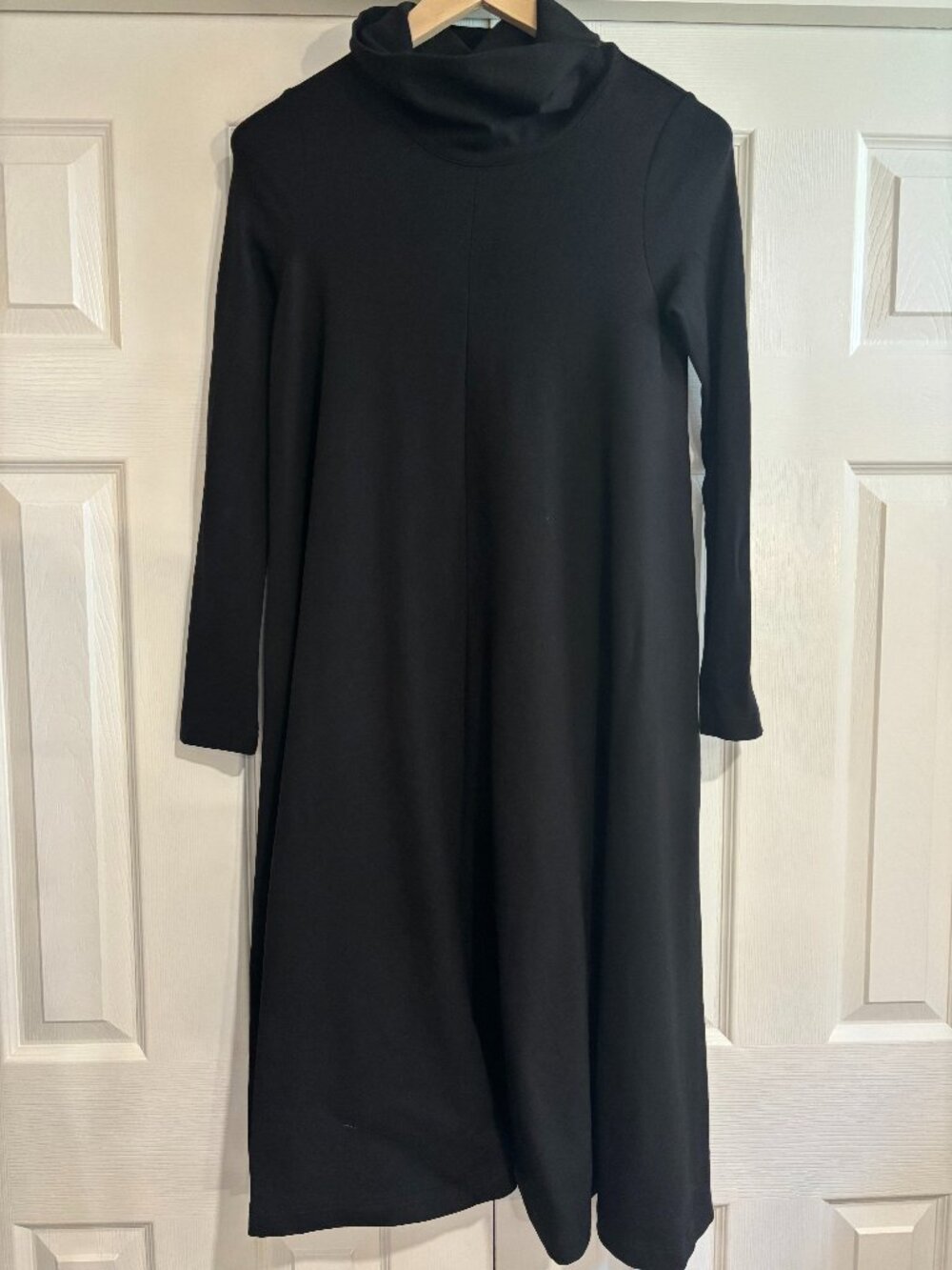 ALPHA60 Black Long Sleeve Turtleneck Midi Dress Voluminous Women's XS